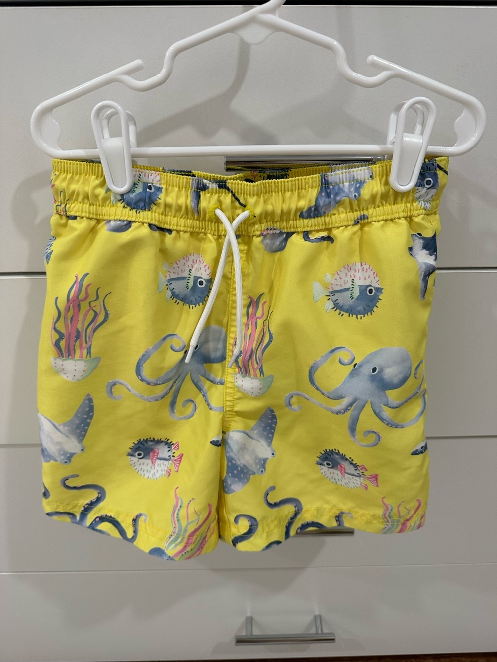 Janie and Jack Boys Yellow Octopus & Fish Swim Trunks Size 7